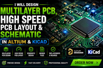 design multilayer pcb, high speed pcb layout and schematic in altium and kicad