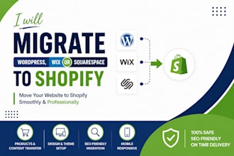migrate wordpress to shopify move wix, squrespace website to shopify