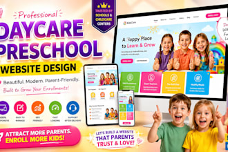 design modern daycare, preschool, childcare website kindergarten, child toy site