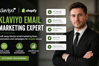 setup klaviyo email marketing flows, automation and campaigns for shopify stores