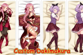 draw custom anime style dakimakura body pillow nsfw sfw vtuber oc fantasy fanart