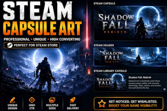 steam capsule artwork, custom steam game posters and banners, steam headers, ui