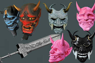 create 3d mask, 3d helmet, props armor 3d custom mask for printing