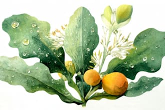 create a botanical watercolor illustration