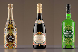 create vodka, wine, gin, rum or liquor bottle label design