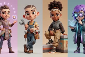 do cute stylized cartoon 3d character modeling mascot for game and animation
