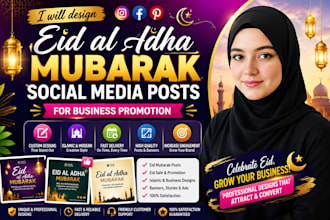 design eid al adha mubarak social media posts for business promotion