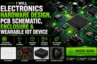 eclectronics hardware design, pcb schematics, enclosure and wearable iot device