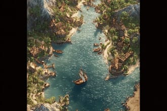 design an original treasure map and fantasy pirate map