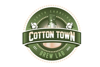 design premium craft beer logo for cotton town brew lab