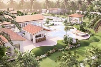 design modern farmhouse, ranch house, and realistic cgi countryside homes