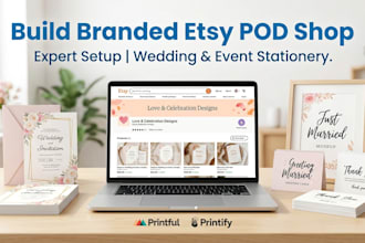 build branded etsy pod shop for wedding and event stationery