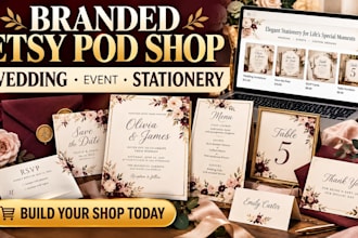 build branded etsy pod shop for wedding and event stationery