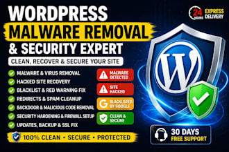 remove malware, clean virus and secure hacked wordpress website