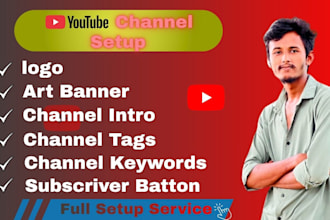 create and setup youtube channel with logo, banner