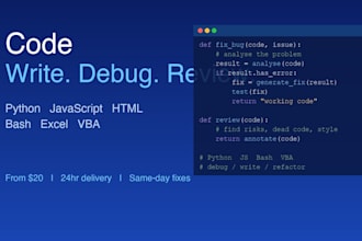 write, review, debug, or refactor your python, javascript, or HTML