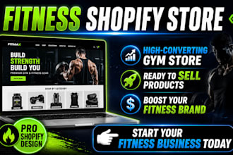 design fitness shopify store, gym store, and home workout product website