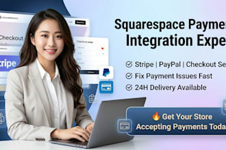 set up squarespace payment integration, stripe, paypal, and checkout system