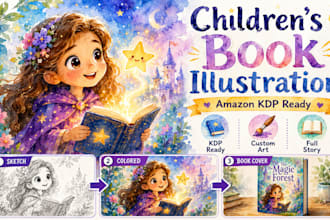 illustrate magical whimsical childrens book art and book covers for amazon KDP