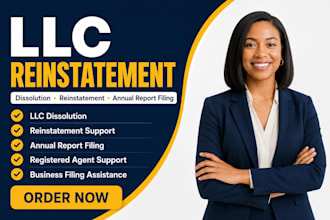 assist with llc closure dissolution reinstatement and annual report filing