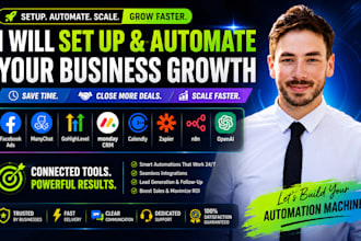 set up facebook ads manychat gohighlevel monday CRM calendly zapier n8n openai