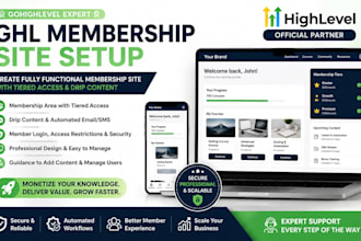 build gohighlevel membership site, client portal and online course website