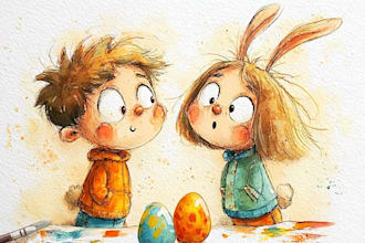 illustrate cute watercolor animals for children books