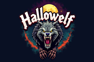 do unique halloween werewolf logo 1 day