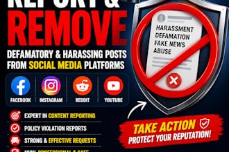 report to remove defamatory and harassing posts from facebook, instagram, reddit