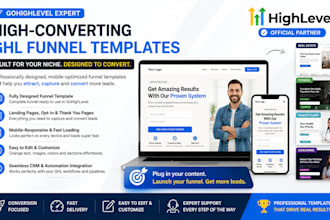 build gohighlevel funnel templates, landing pages and ghl automation