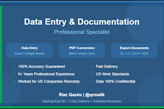 data entry PDF conversion and document formatting