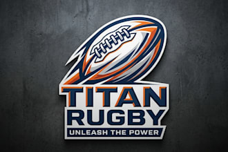 design a bold and sporty rugby ball logo for your brand