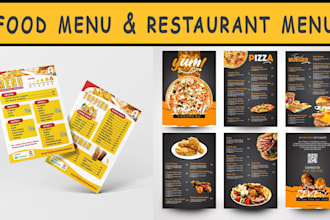 design restaurant menu, food menu, bar menu, cafe menu or any digital menu board