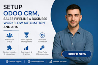setup odoo CRM, odoo sales pipeline and business workflow automation and apis