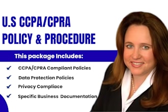 develop US ccpa cpra compliant policy and procedure  data protection consulting