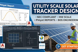 utility scale solar tracker design mw ground mount bos autocad