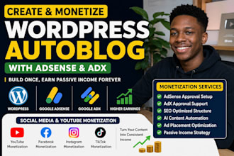 create monetized wordpress autoblog website with adsense and adx