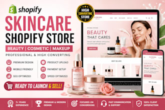 design skincare shopify store, cosmetic website, beauty and skincare website