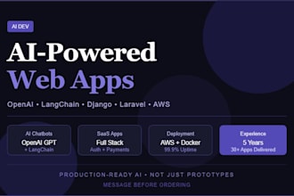 develop ai chatbot, ai saas web app using django, laravel and openai