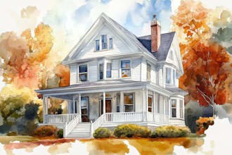 draw house illustration watercolor style