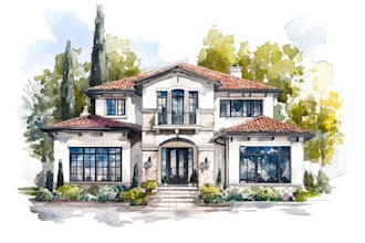 create a custom watercolor house portrait