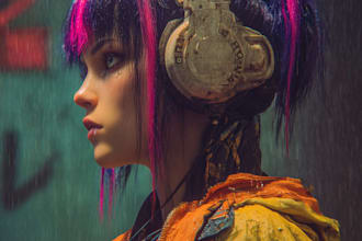 do a cyberpunk anime art