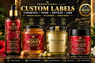 design cosmetics label skincare logo bottle label jar label food label