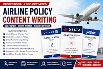 write airline policy pages and travel website content
