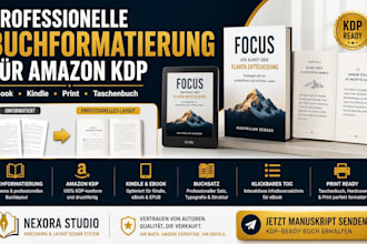 buchformatierung, buchlayout für amazon KDP, kindle, ebook publishing