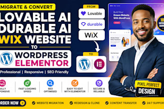 migrate lovable ai, durable ai to wordpress elementor website or wix website