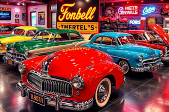 draw retro cars for merchandise