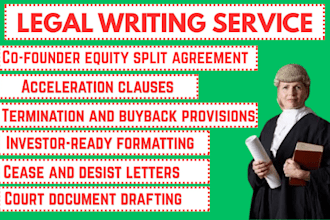 draft startup founder vesting agreement and equity contract
