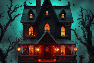 do custom scary horror halloween house, accessories