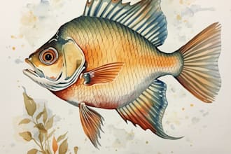 make custom watercolor fish illustration for you